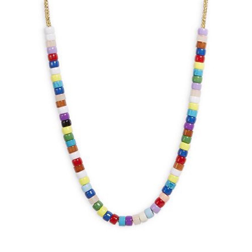 AQUA Women's Multicolor Beaded Camp Necklace Gold Tone New
